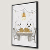 Funny Ghosts Eating Spaghetti Canvas Print Framed Wall Art
