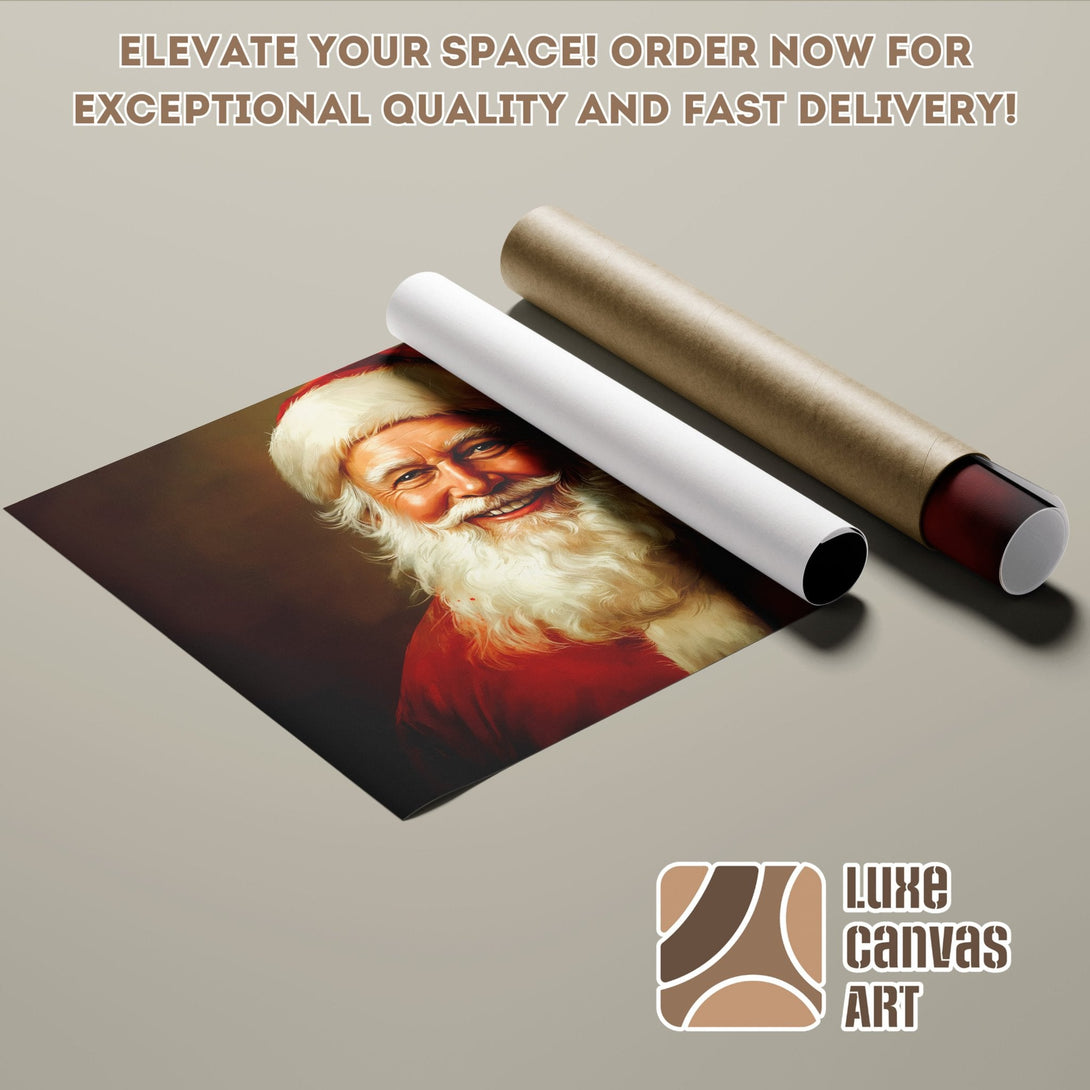 Santa Claus Poster Roll, classic style, warm red and brown tones. Order now!
