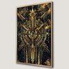 Futuristic Art Canvas Print with Geometric Gold Patterns