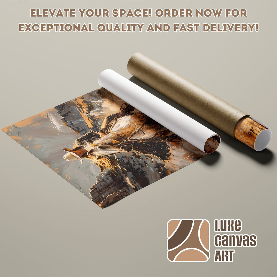 Poster Roll featuring an abstract horse painting in a warm, earthy color palette. Order now!