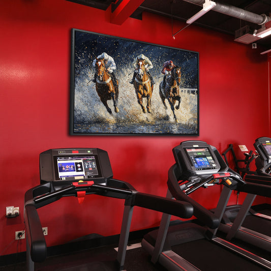 Galloping Horses Canvas Print with Racing Jockeys