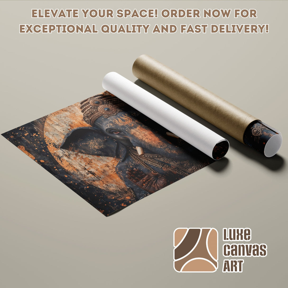 Poster Roll featuring an elephant artwork in a dark, earthy color palette. Elevate your space with this stunning poster!