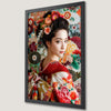 Geisha in Red Kimono Art Poster - Japanese Floral Wall Decor