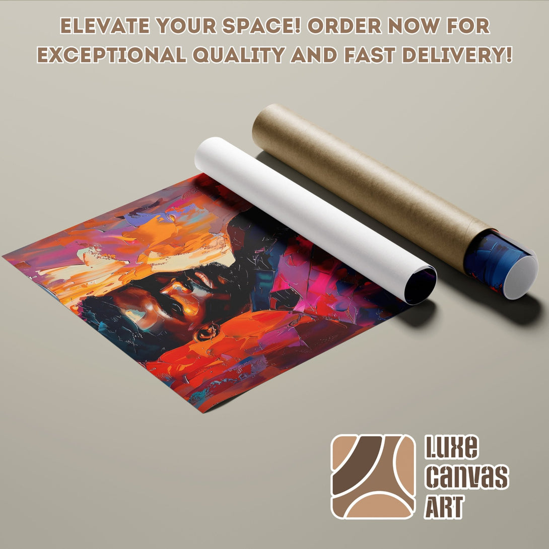 Abstract portrait Poster Roll featuring vibrant colors. Elevate your space with this unique art piece! Order now for fast delivery.