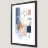 Geometric Abstract Art Poster in Blue and Beige Tones