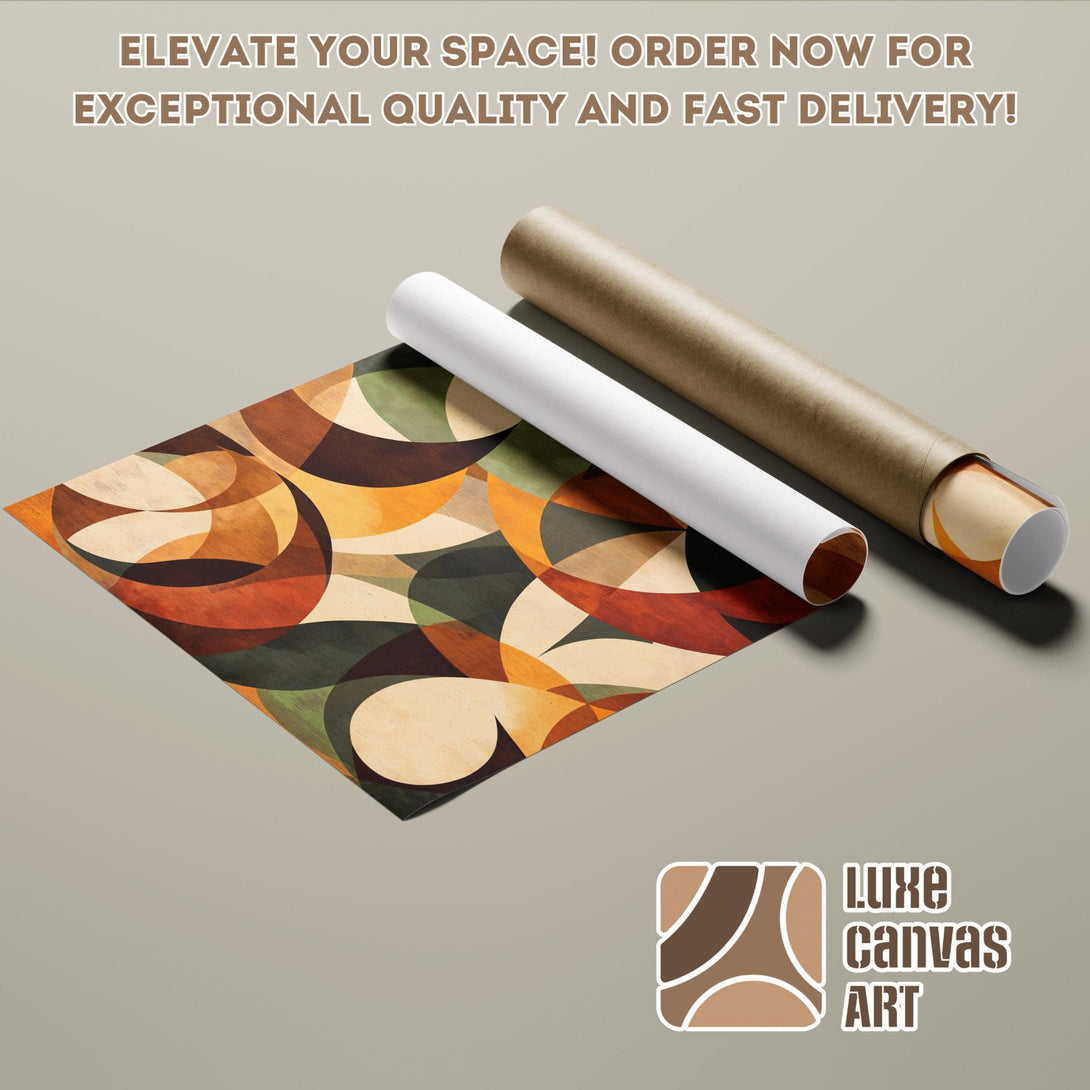 Abstract geometric poster roll art with warm earth tones. Elevate your space with this beautiful poster!