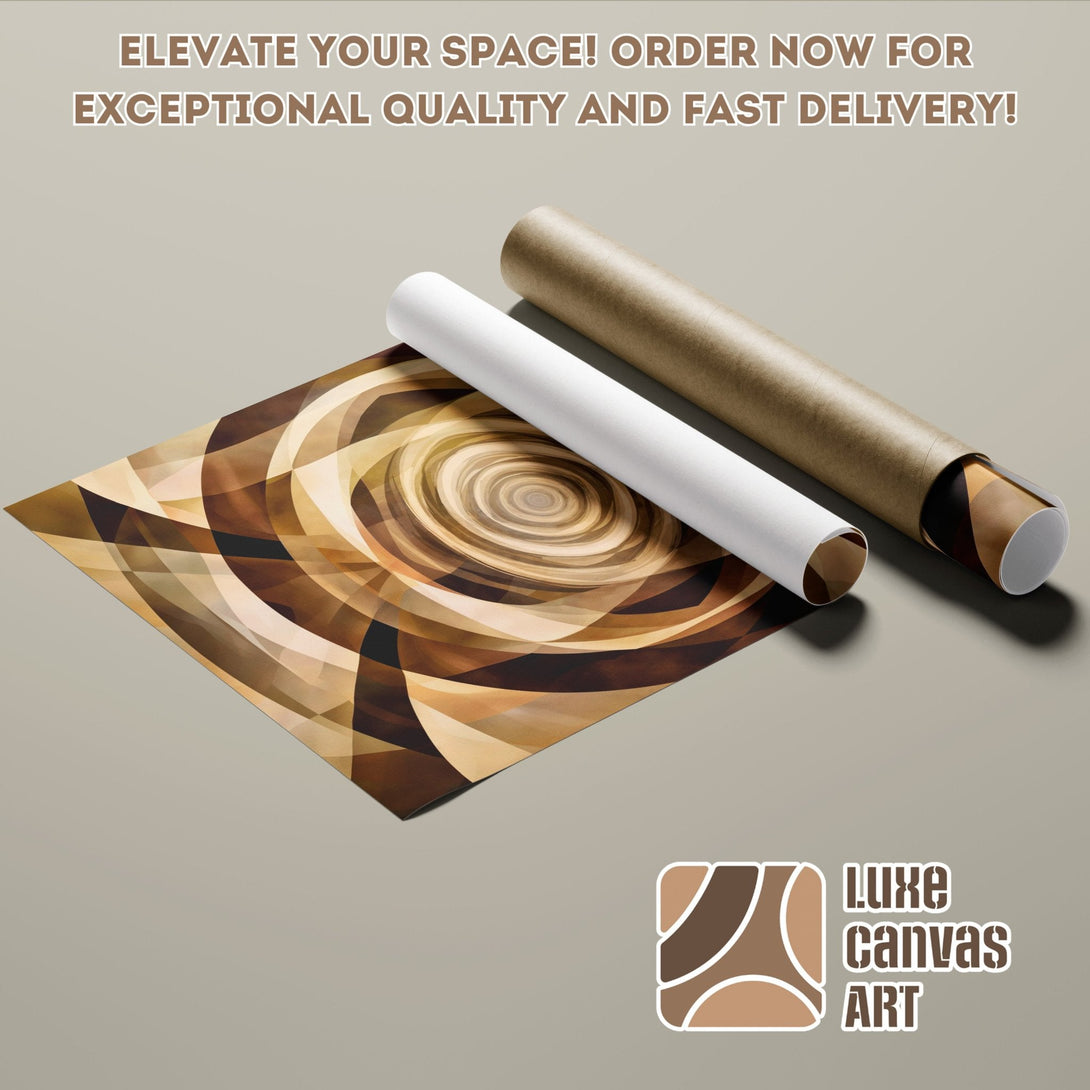 Abstract swirl Poster Roll in warm brown tones. Elevate your space with Luxe Canvas Art!