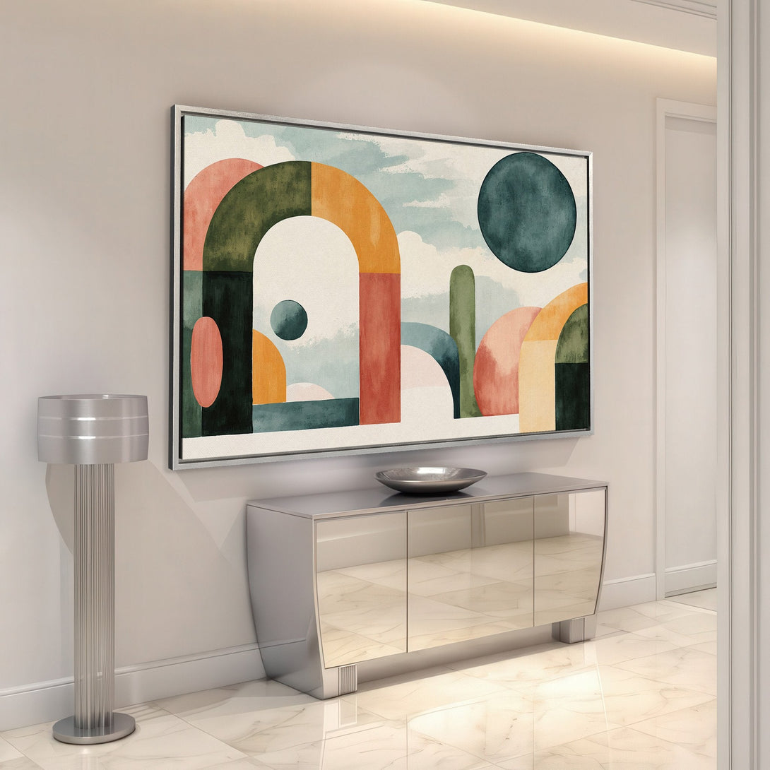 Abstract Canvas Print art with a modern, watercolor style and a warm color palette. Perfect for living room or hallway decor.