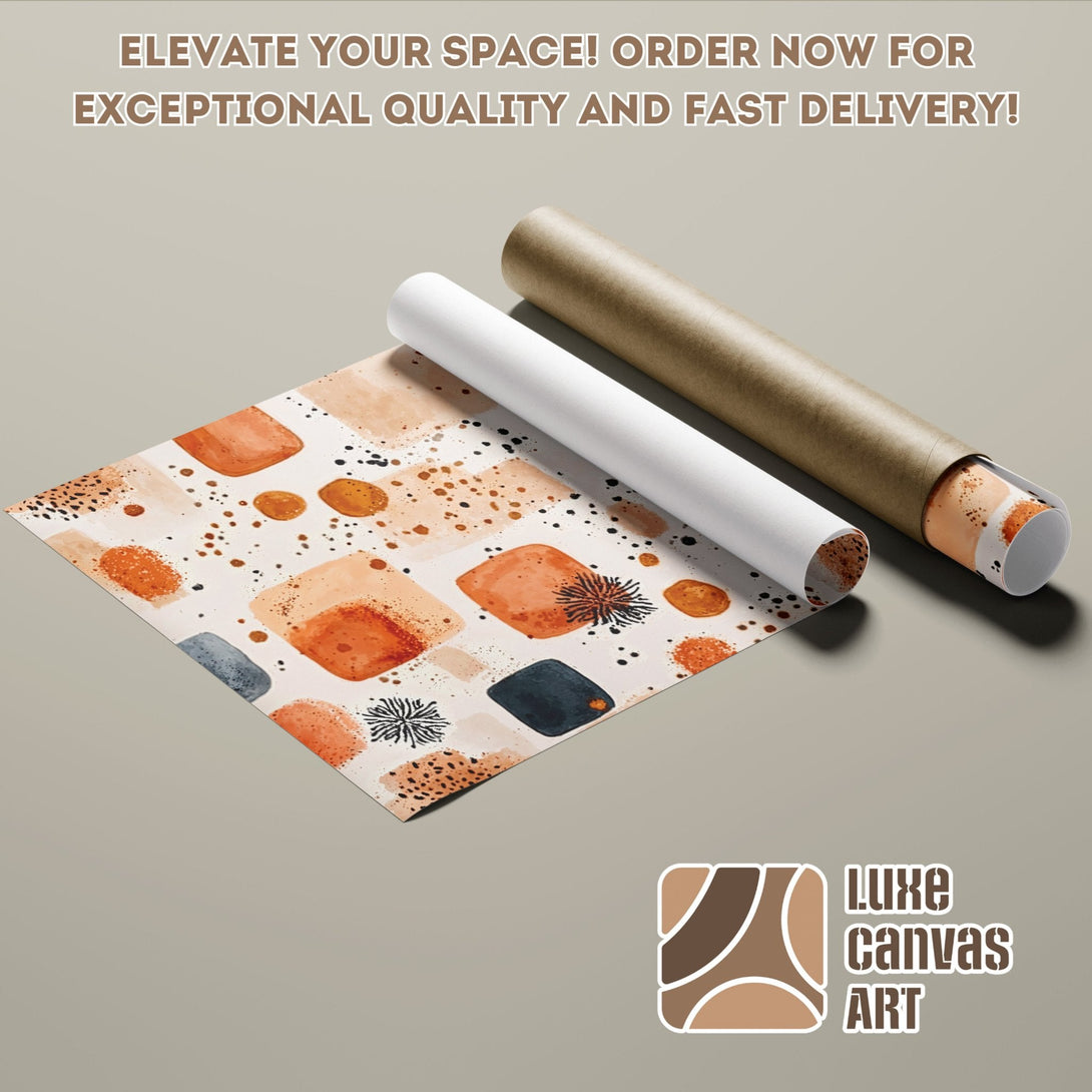 Abstract art Poster Roll in warm earth tones. Elevate your space with Luxe Canvas Art!