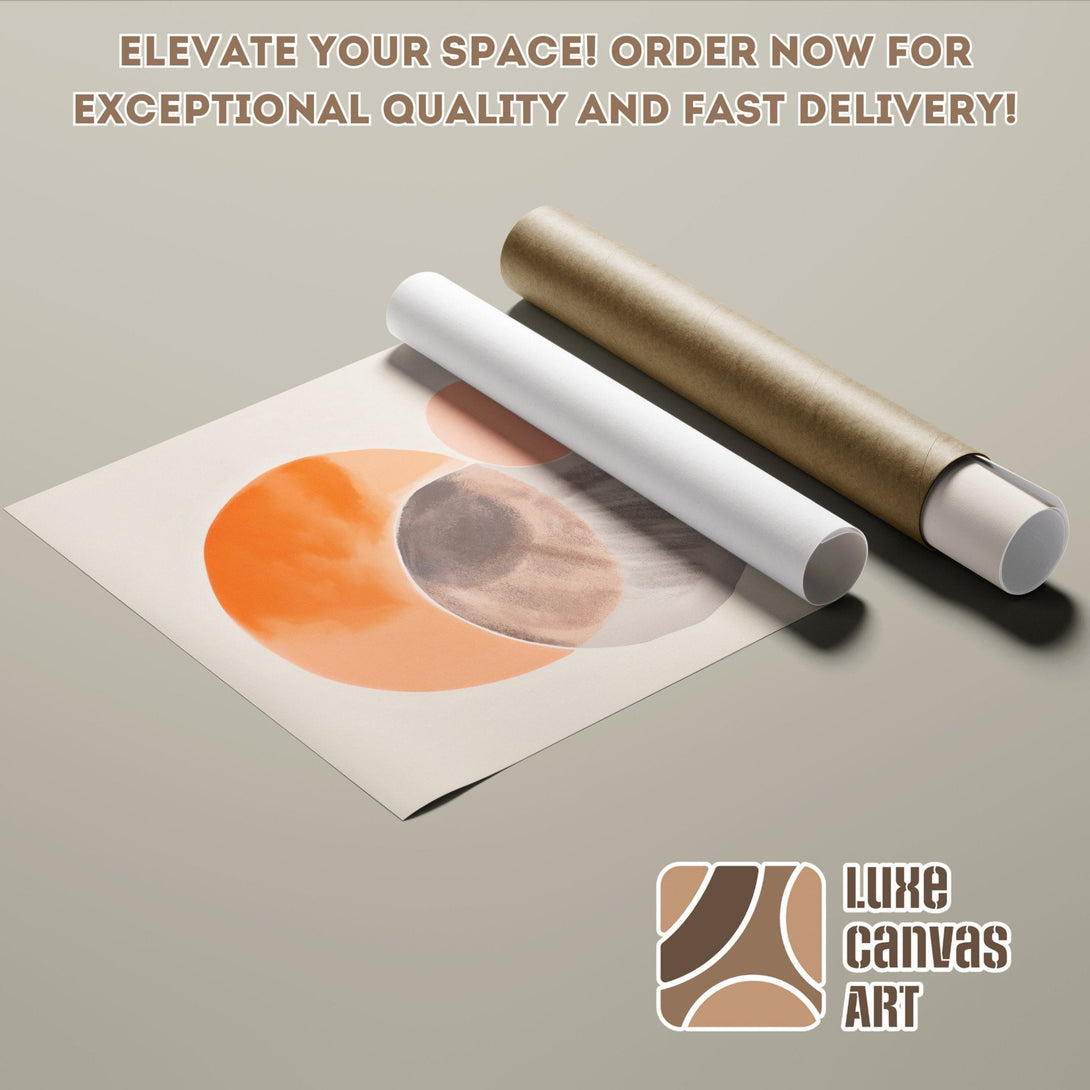 Abstract art poster roll, featuring warm orange and brown tones. Elevate your space with this stylish poster!