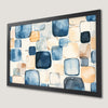 Geometric Abstraction Art Poster in Blue and Beige Tones