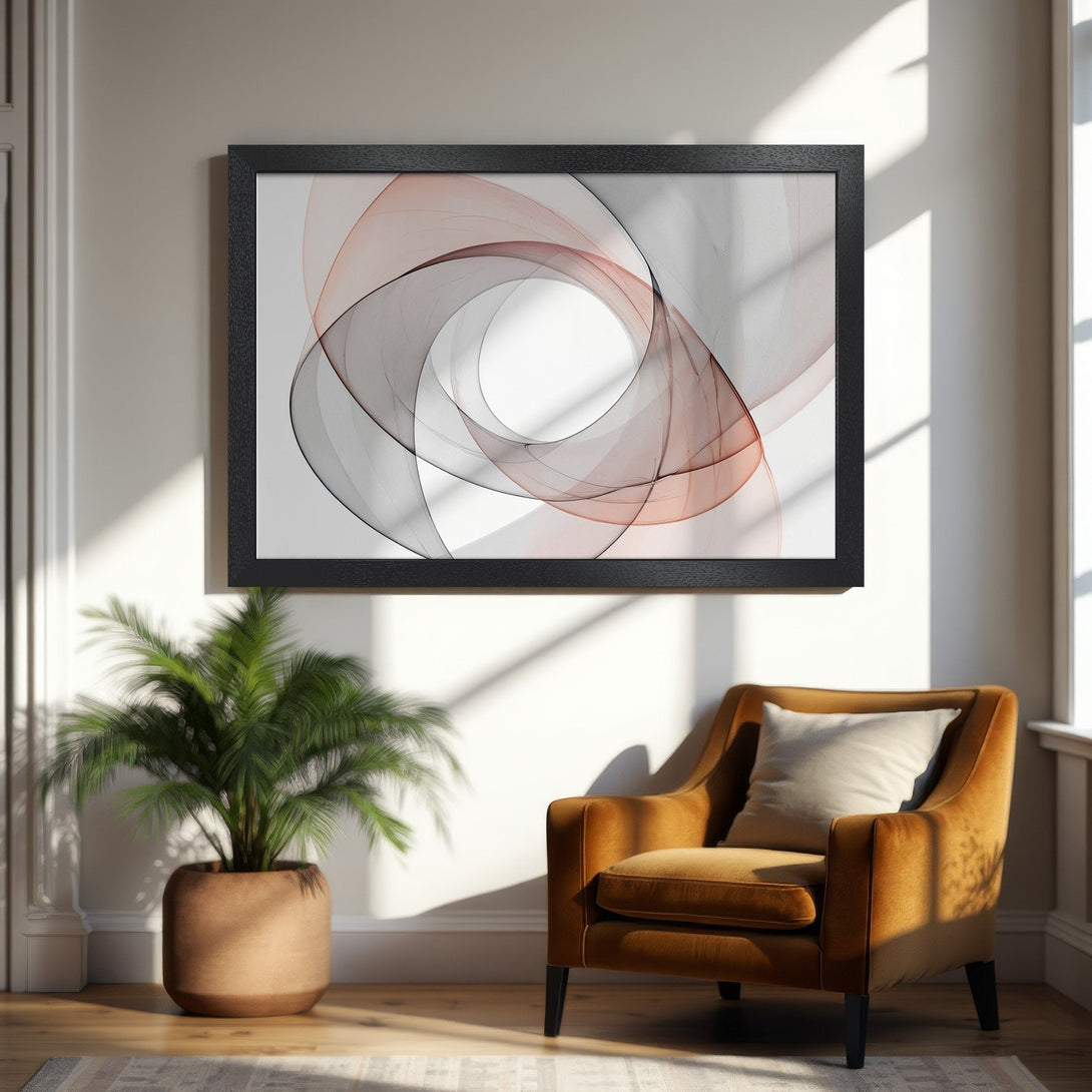 Framed Poster featuring abstract art in muted earth tones. Modern style, perfect for home decor.