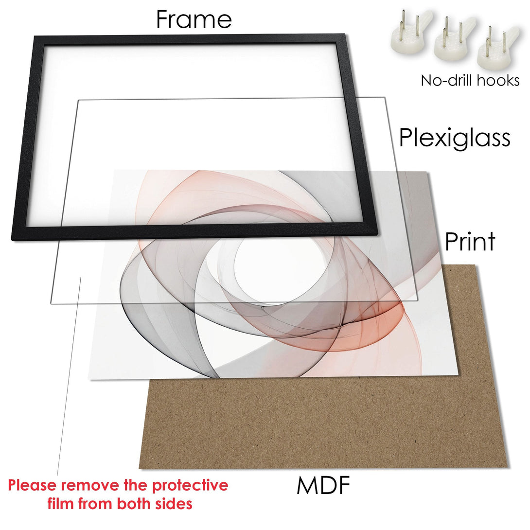 Framed Poster art print with abstract design in neutral tones. Modern wall decor for your home.