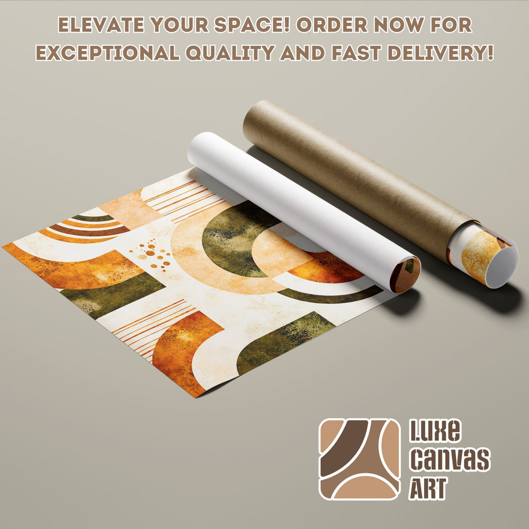 Abstract art Poster Roll in warm earth tones. Elevate your space with Luxe Canvas Art!