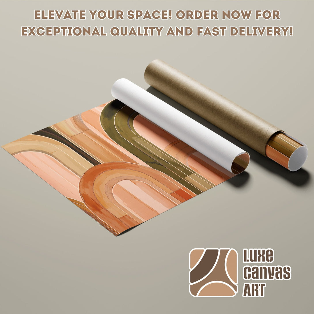 Abstract art Poster Roll in warm earth tones, perfect for home decor.