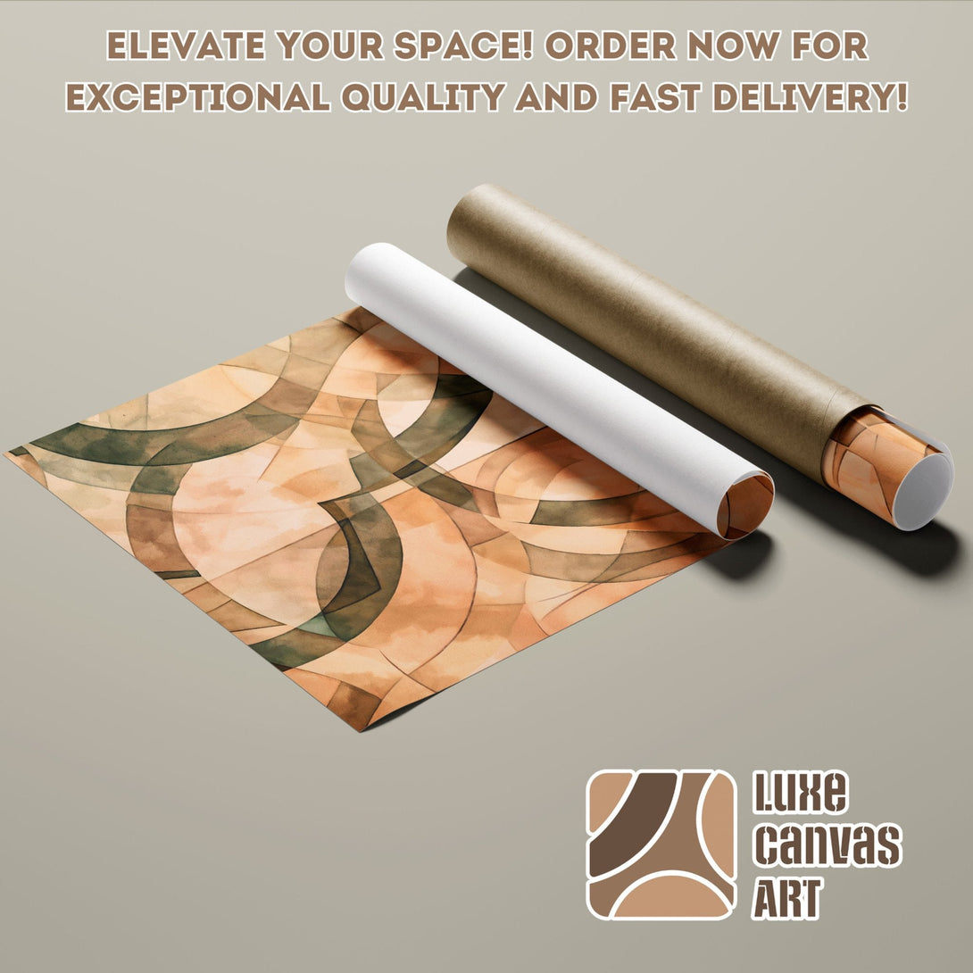 Abstract watercolor Poster Roll in warm earth tones. Elevate your space with Luxe Canvas Art!