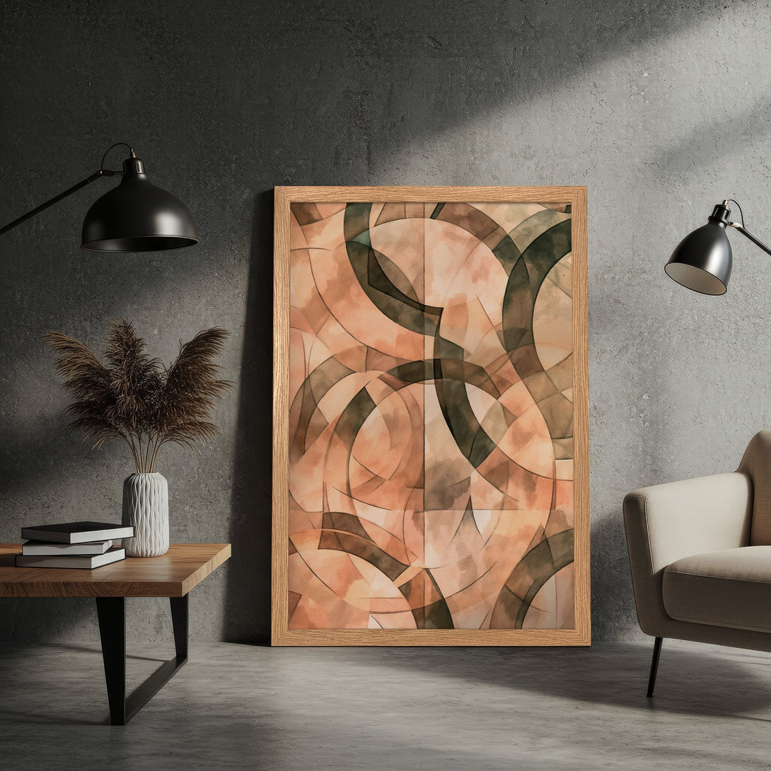 Framed Poster: Abstract art print in warm earth tones. Modern wall decor for your home.