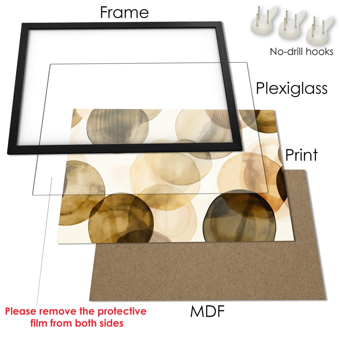 Framed Poster featuring abstract watercolor art in warm earth tones. Modern decor for your home.