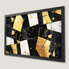 Geometric Black and White Art Poster with Gold Accents