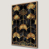 Geometric Black Art Canvas Print with Gold Leaf Patterns