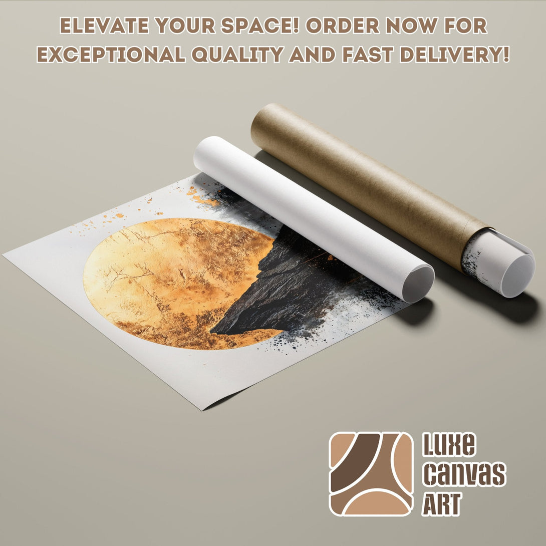 Abstract art Poster Roll in warm earth tones. Elevate your space with Luxe Canvas Art!