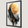 Geometric Black Mountain Art Poster with Gold Moon - Modern Decor