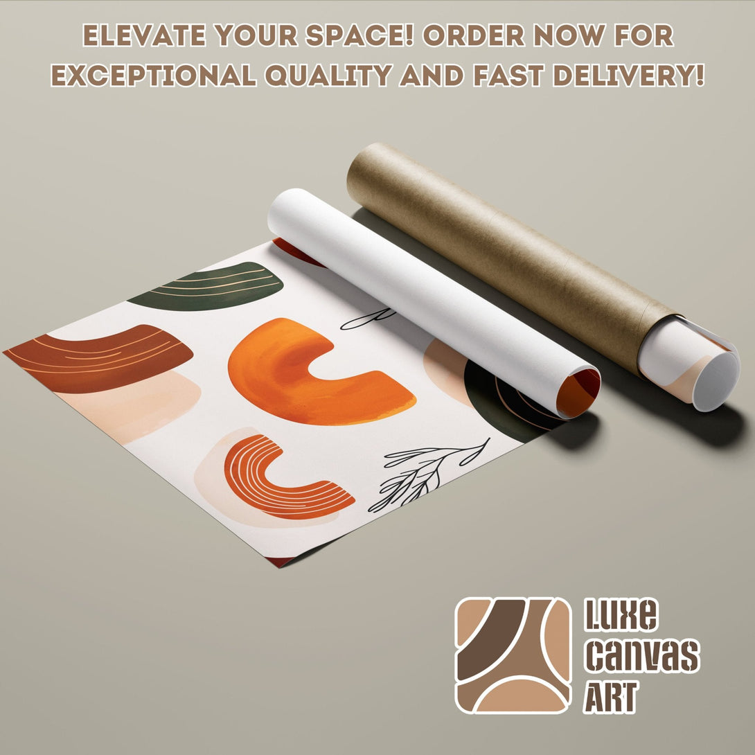 Abstract art Poster Roll in warm earth tones. Modern wall decor for your space!