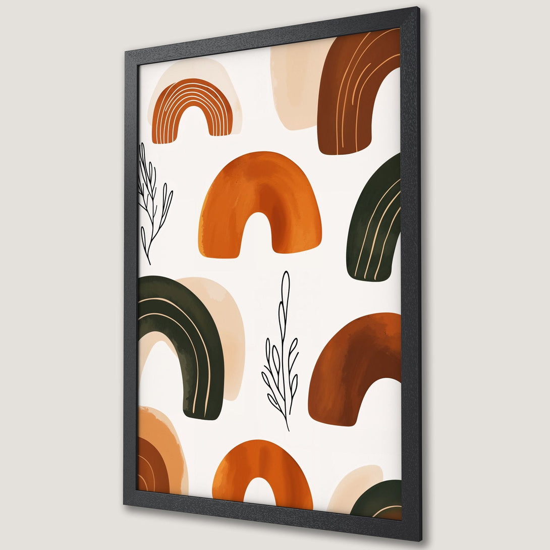 Framed Poster featuring abstract art with earth-tone colors and a minimalist style, perfect wall decor.