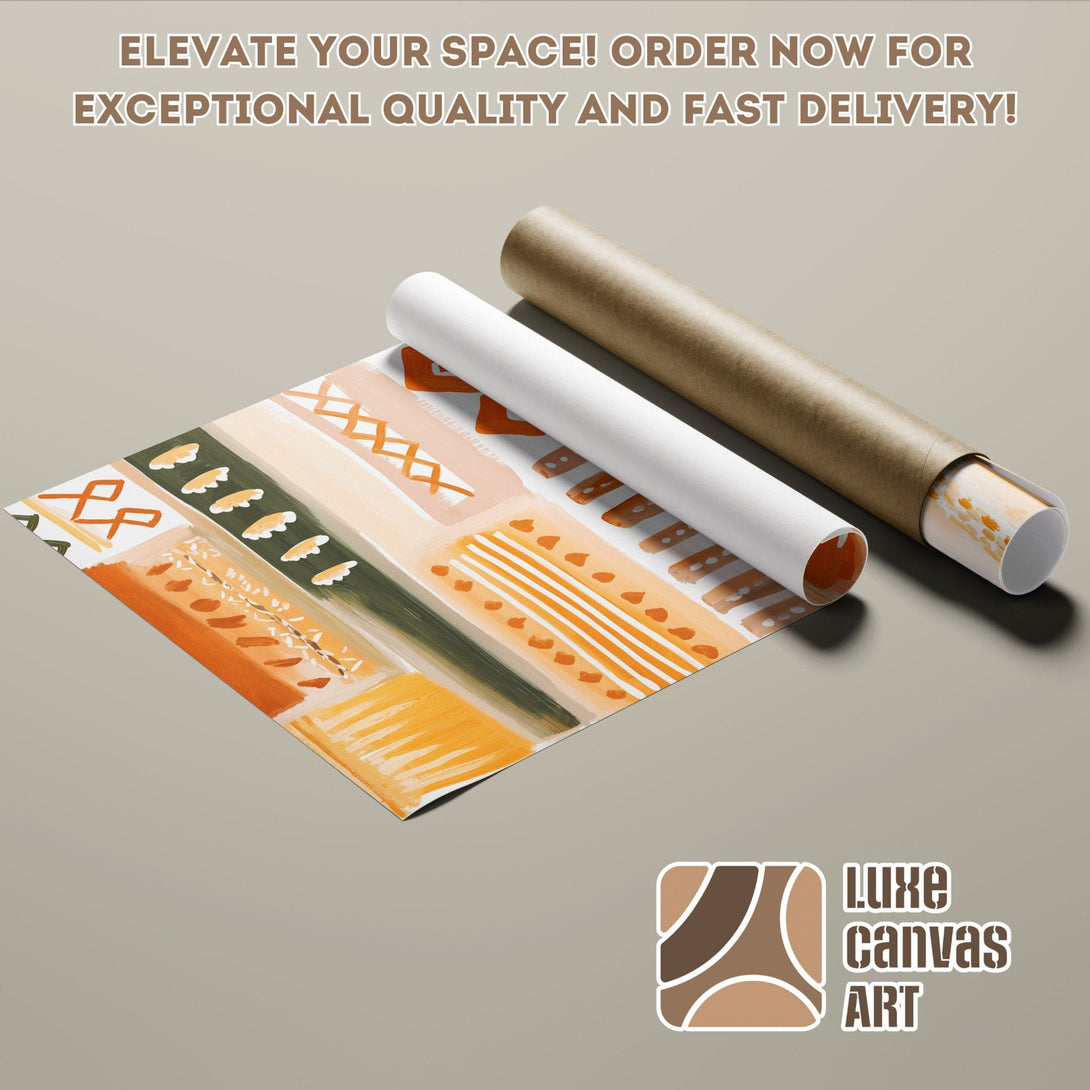 Abstract art poster roll with warm earth tones. Elevate your decor with this stylish poster! Order now for fast delivery.