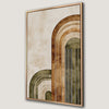Geometric Boho Framed Abstract Canvas Print in Beige Brown