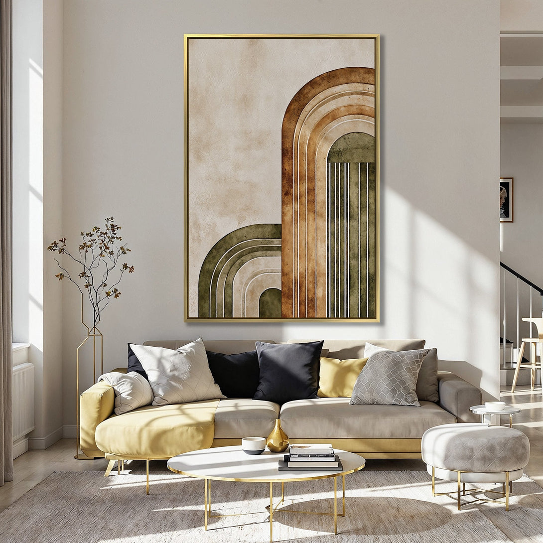 Abstract Canvas Print with earthy tones and a modern arch design, perfect for adding a touch of style to your home decor.