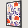 Geometric Botanical Art Poster with Purple Plants
