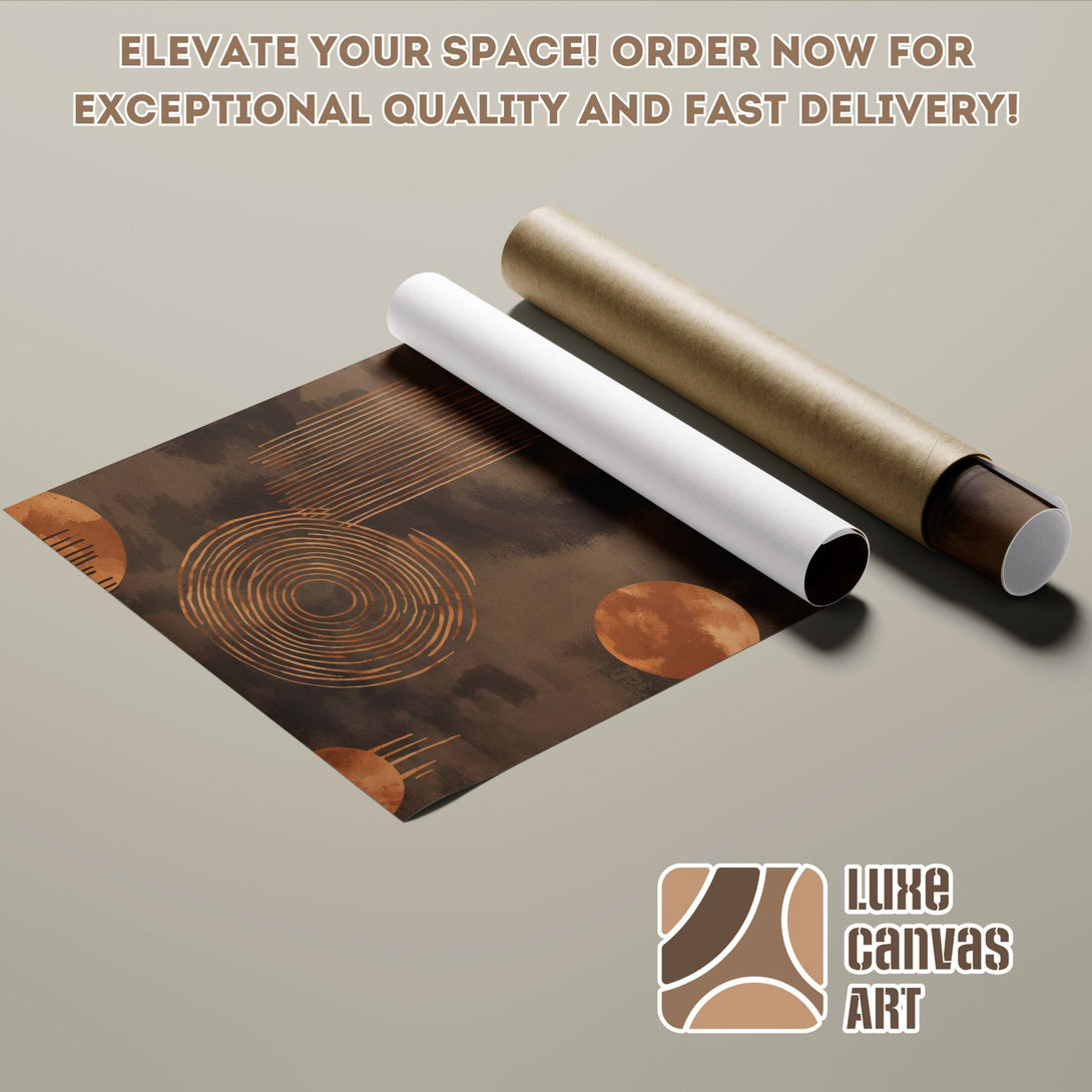 Abstract art Poster Roll in warm brown tones. Elevate your space with Luxe Canvas Art.