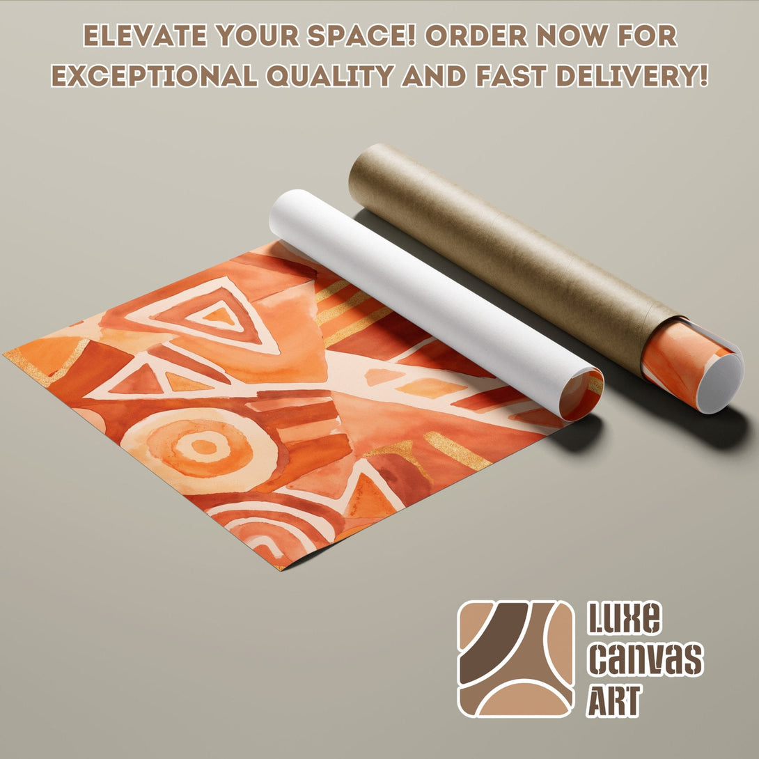 Abstract watercolor Poster Roll in warm orange tones. Modern art print for home decor. Elevate your space!