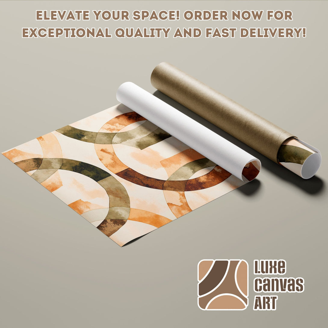 Abstract art Poster Roll in warm earth tones. Elevate your space with Luxe Canvas Art!