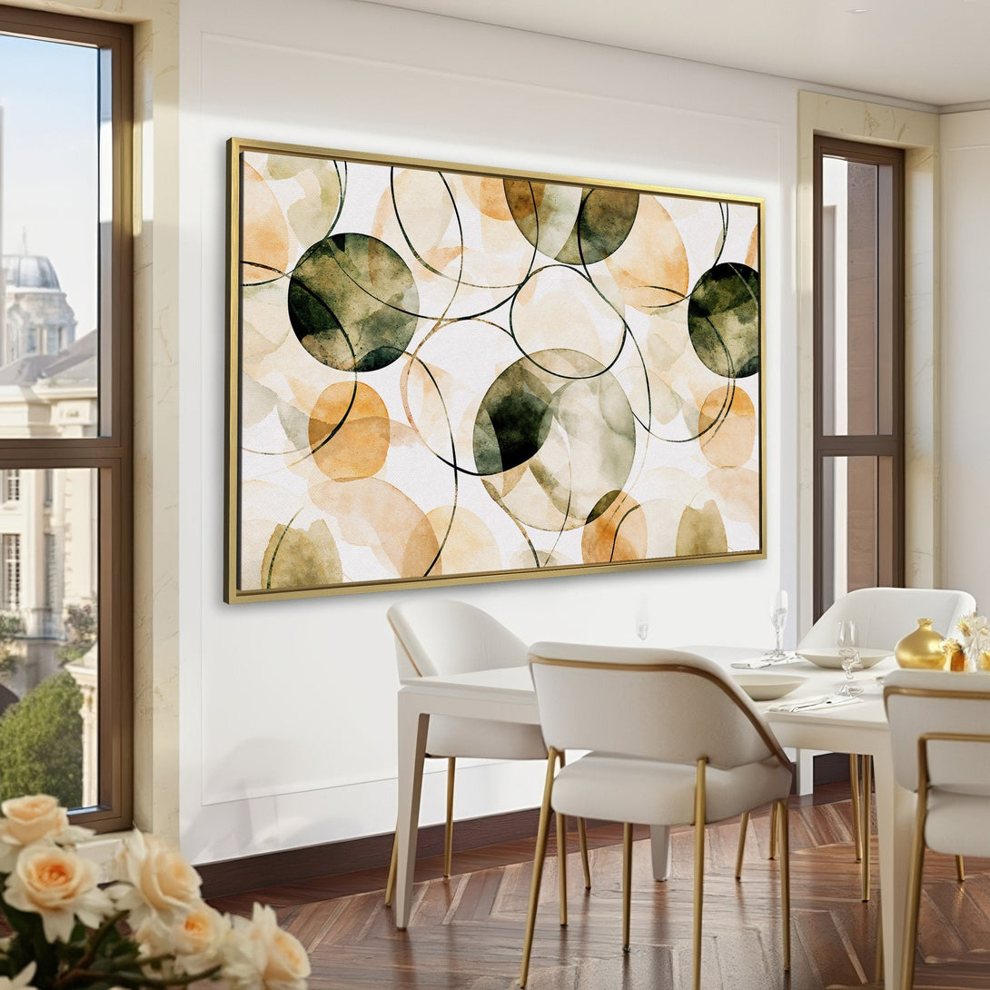 Abstract Canvas Print in neutral tones, displayed in a sophisticated interior. Modern art with a calming color palette, perfect for home decor.