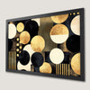 Geometric Circles Art Poster in Black and Gold for Modern Decor