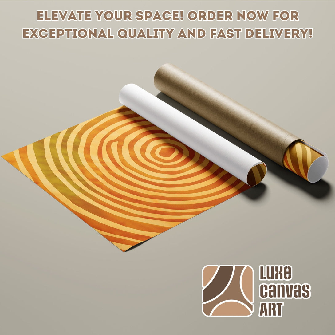 Abstract art poster roll in warm orange and brown tones. Elevate your space!