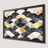 Geometric Circles Art Poster with Black, Gold, and Gray Accents