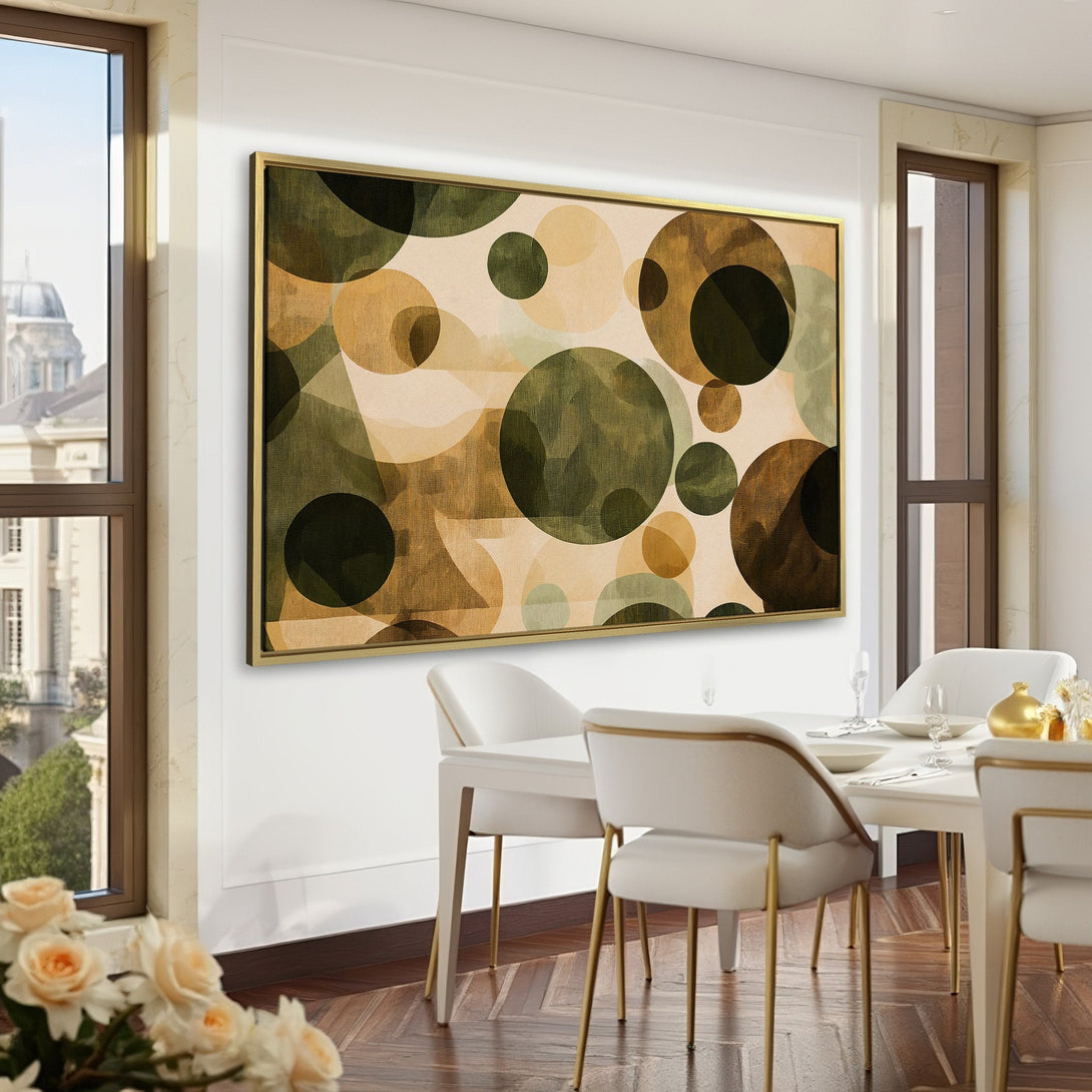 Abstract Canvas Print with earthy tones of green, brown, and beige. Modern wall art for a stylish interior.