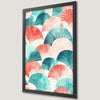 Geometric Coral and Green Pattern Art Poster for Modern Decor