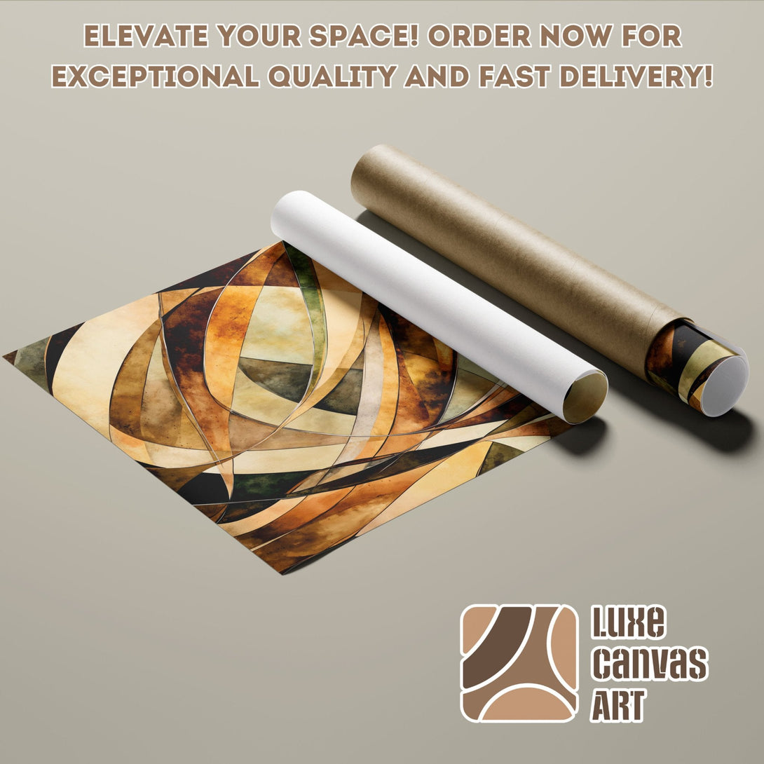 Abstract art poster roll with warm earth tones for stylish wall decor. Order now!