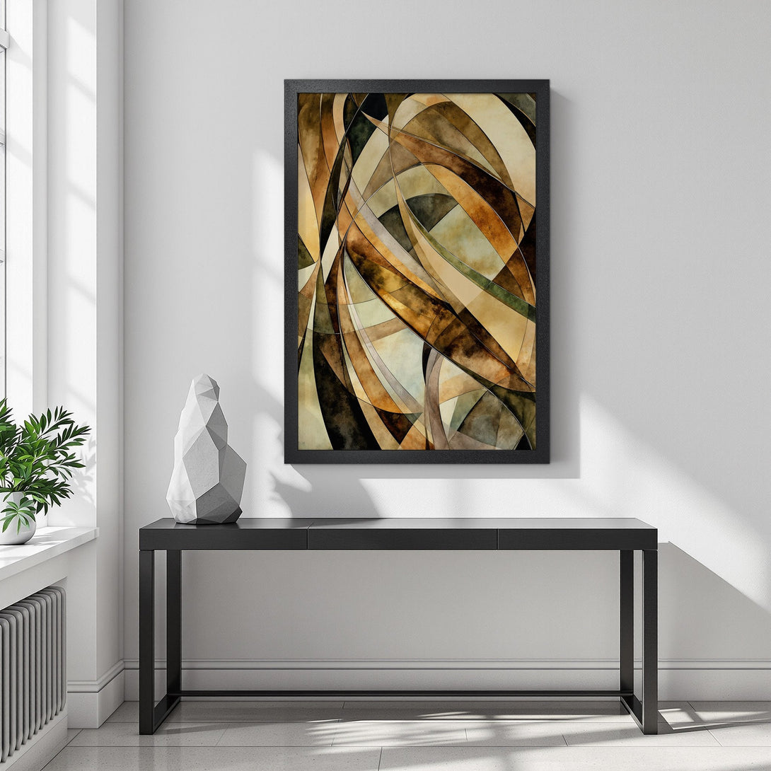 Framed Poster featuring abstract art in warm earth tones. Modern decor for your home.