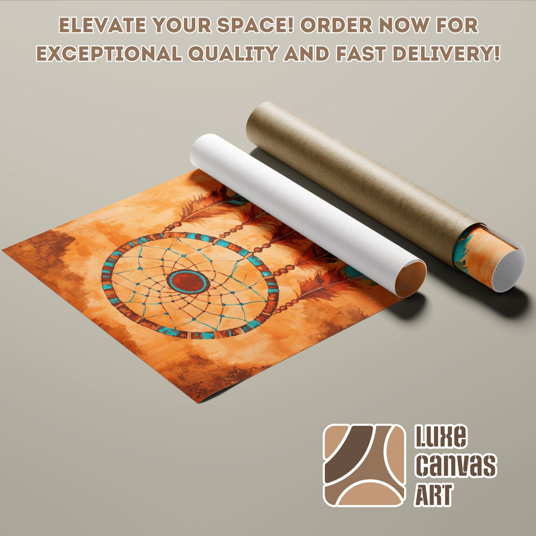 Dreamcatcher Poster Roll in warm tones. Elevate your space with this stunning art piece! Order now for fast delivery.