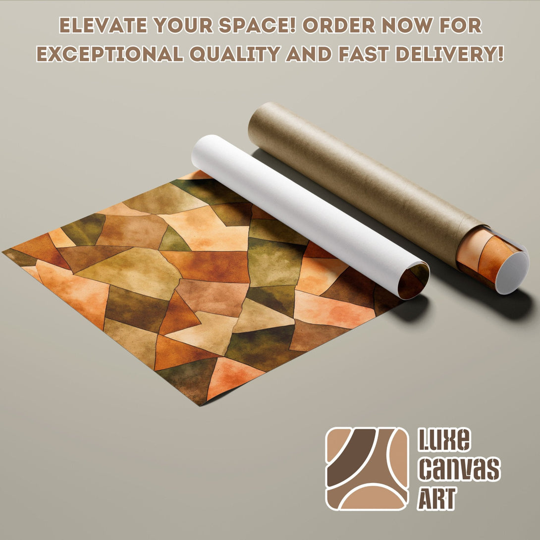 Abstract art poster roll with warm earth tones. Elevate your space with this stunning poster!