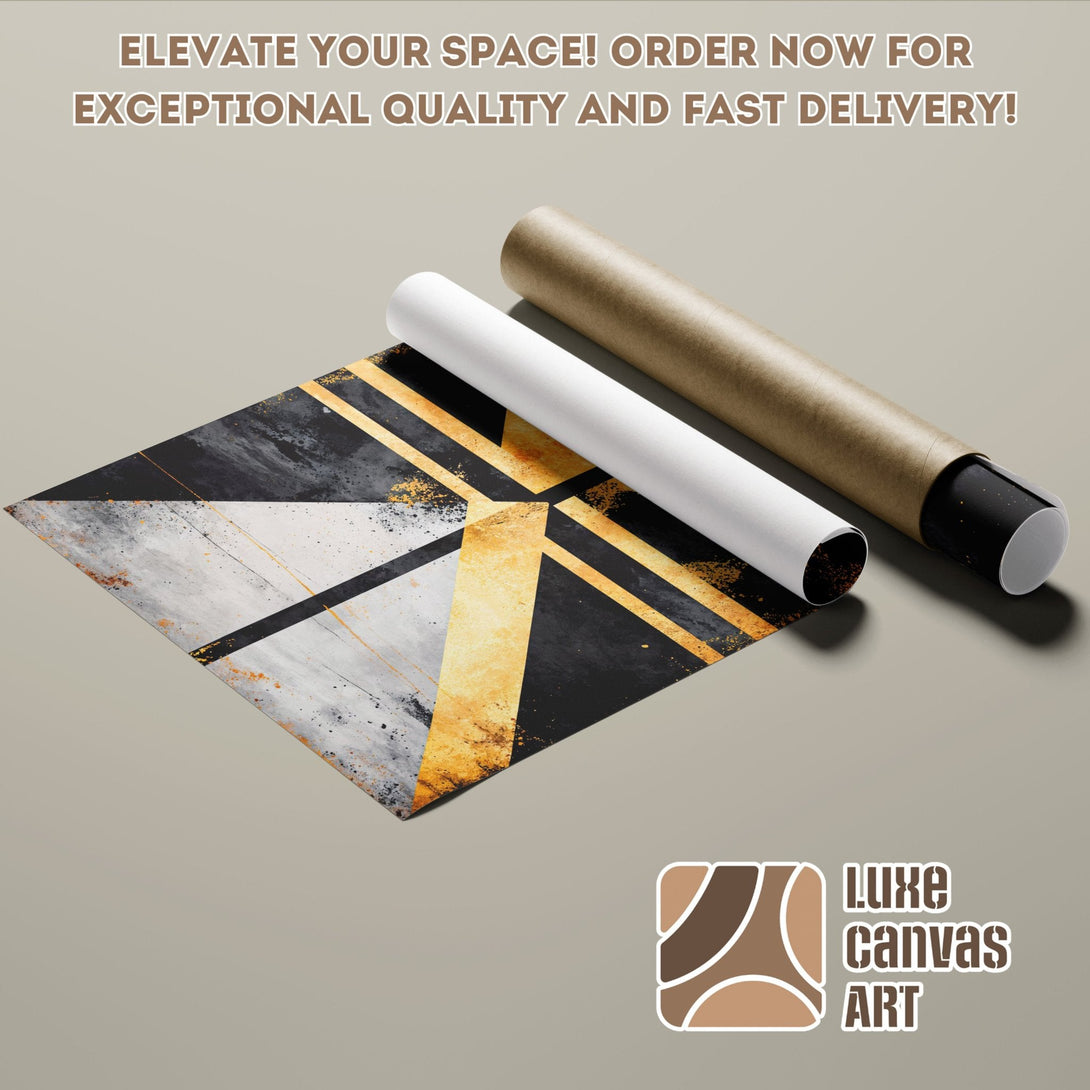 Abstract Poster Roll in black, white, and gold. Modern art for your space!
