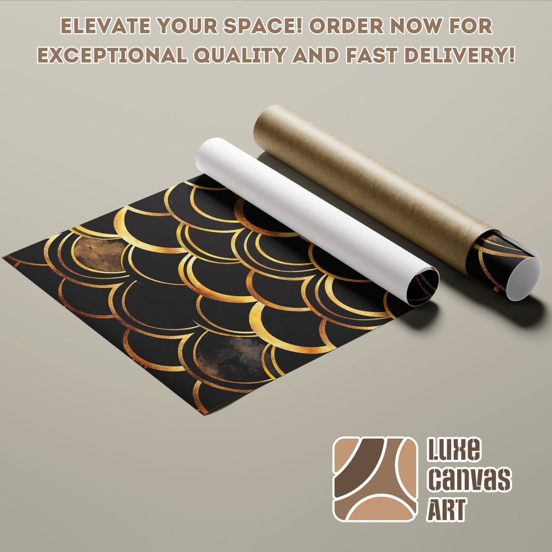 Abstract gold and black Poster Roll art. Modern style, neutral color palette. Elevate your space!