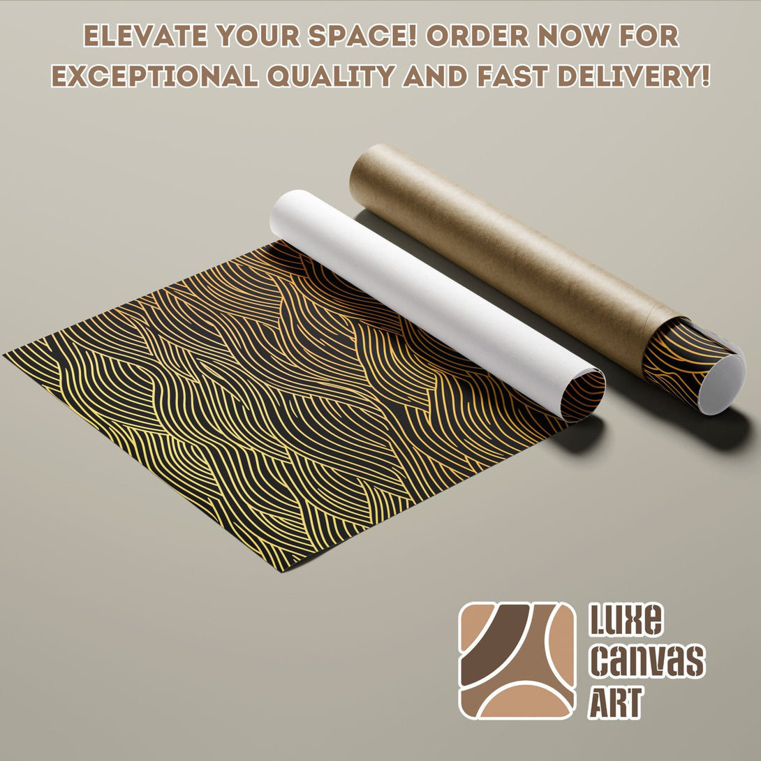 Abstract gold and black wave design Poster Roll. Modern art for your home.