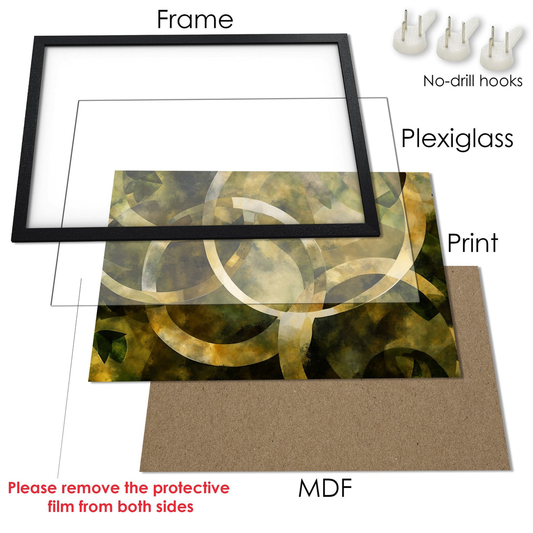 Framed Poster with abstract art in earthy tones. Ready to hang!