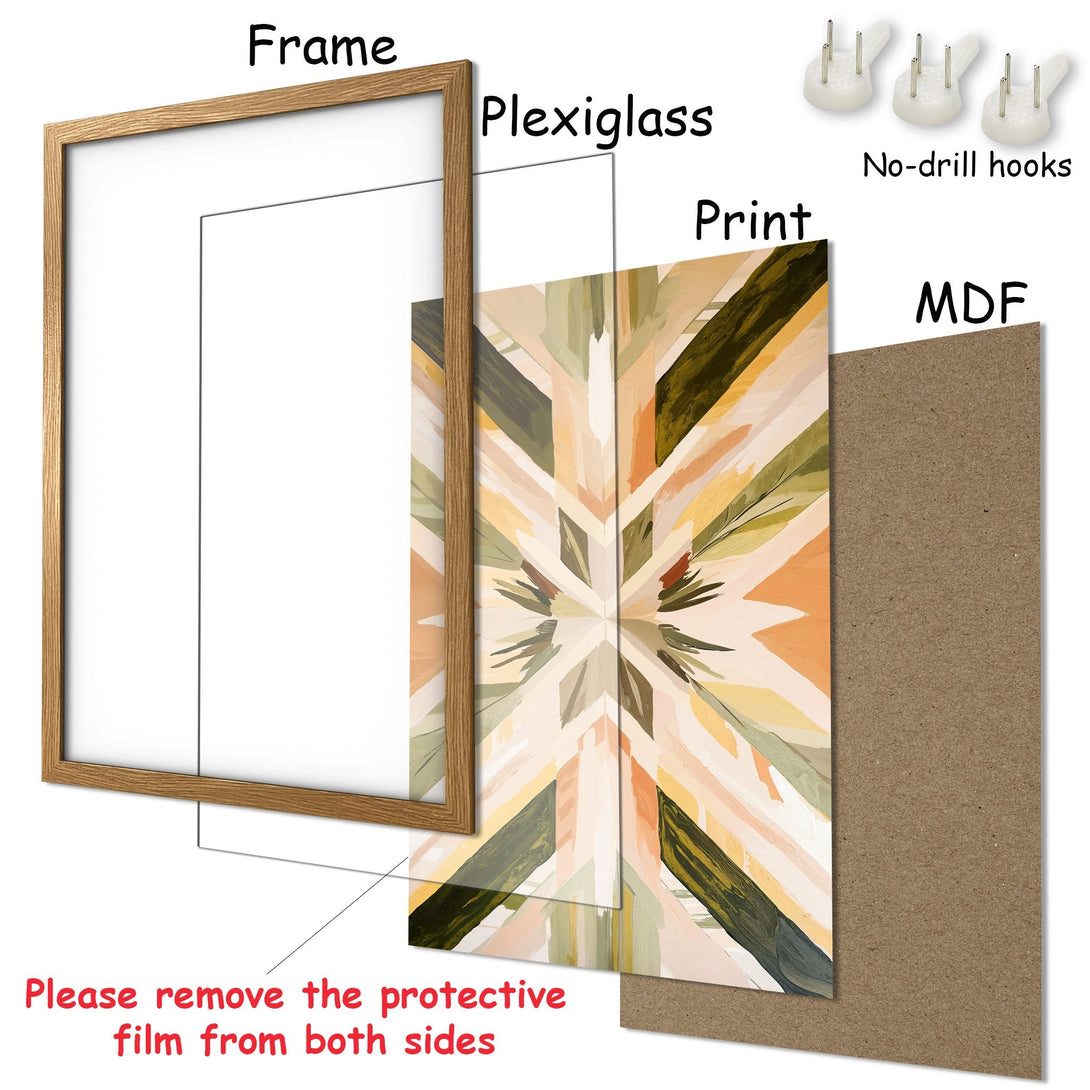 Framed Poster with abstract art in warm earth tones. Modern wall decor for your home. Easy to hang!